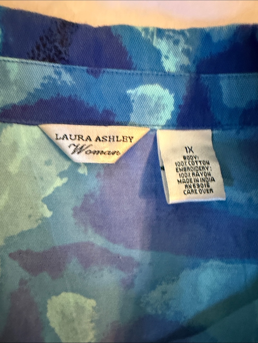 Laura Ashley Blue Multicolor Scenic Button-Front Jean Jacket - Picture 2 of 16